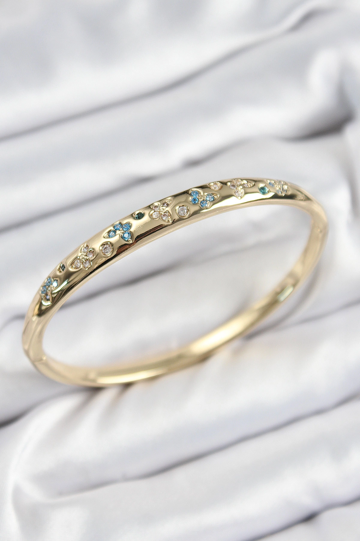 Pirinç Zirkon Taşlı Kelebek Model Gold Renk Kadın Kelepçe-0