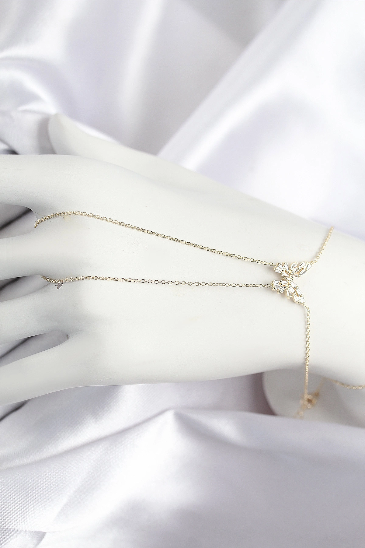 Pirinç Zirkon Taşlı Kelebek Model Gold Renk Şahmeran-0