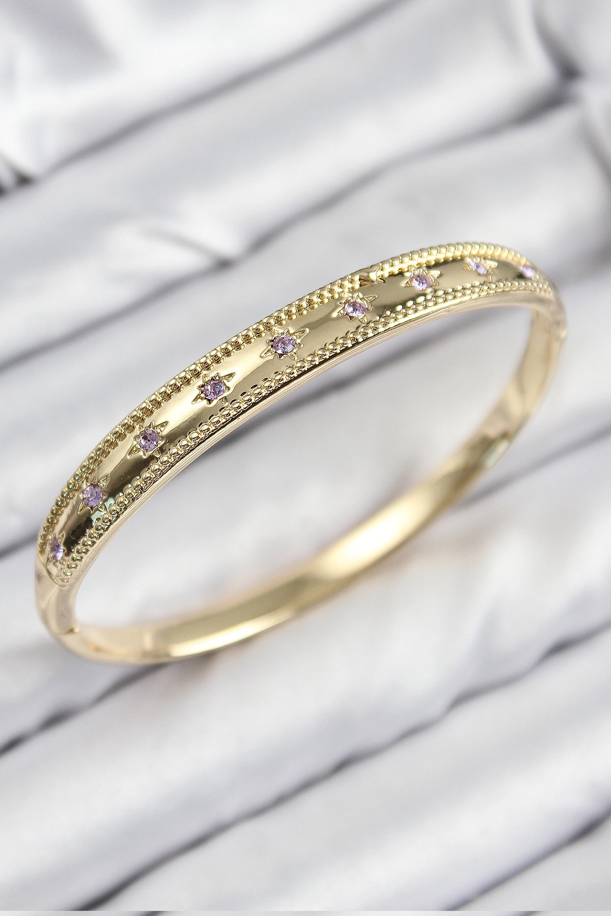 Pirinç Zirkon Taşlı Kutup Yıldızı Model Gold Renk Kadın Kelepçe-0