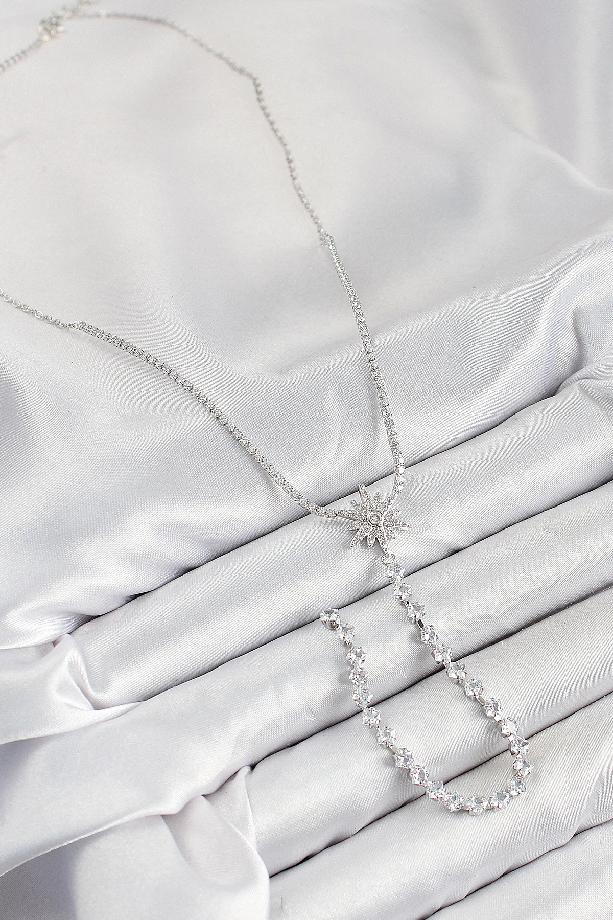 Pirinç Zirkon Taşlı Kutup Yıldızı Model Gold Renk Y Kolye-1