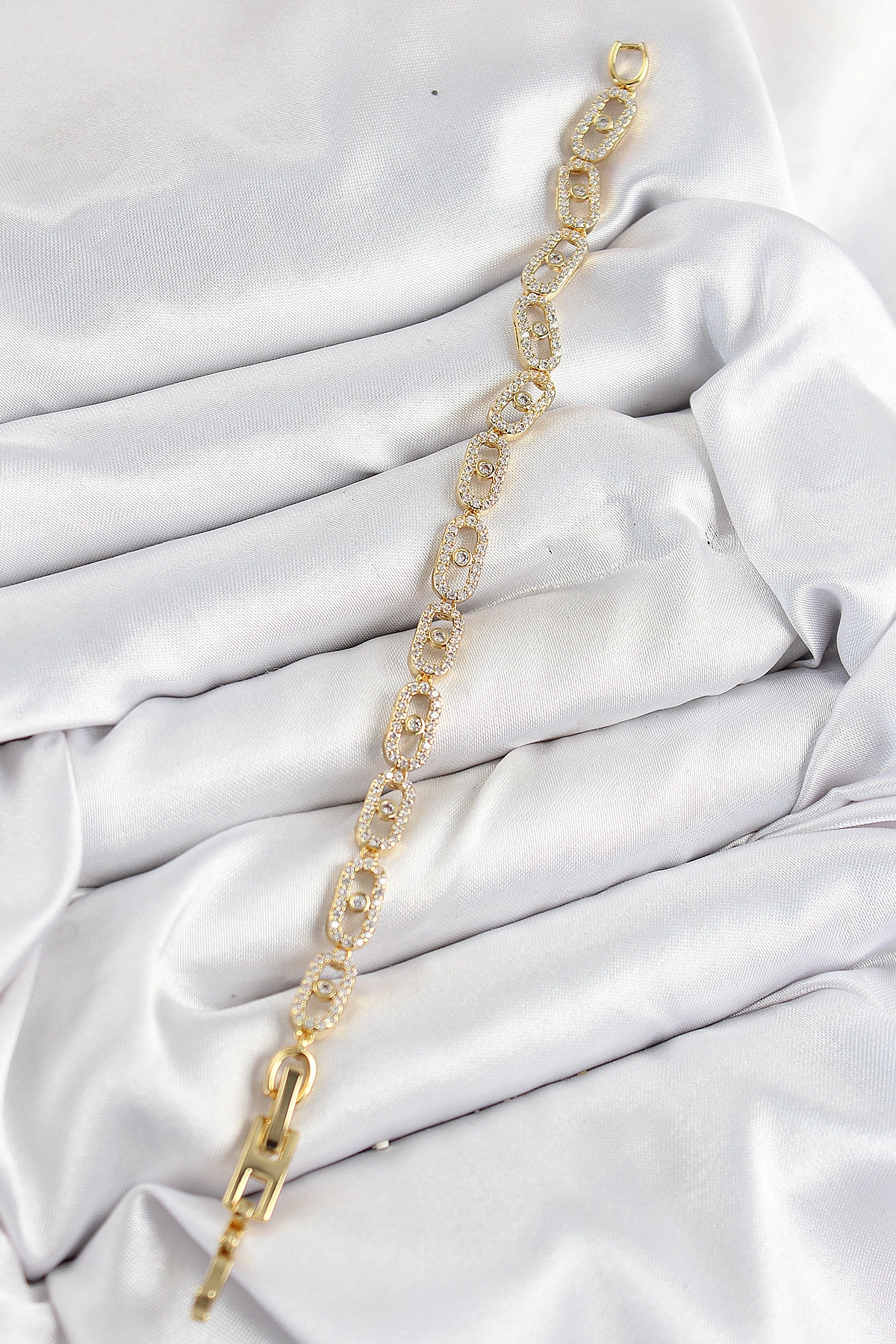 Pirinç Zirkon Taşlı Messika Model Gold Renk VIP Seri Kadın Bileklik-1