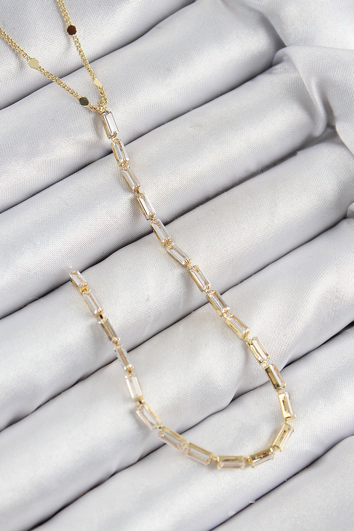 Pirinç Zirkon Taşlı Model Gold Renk Y Kolye-0