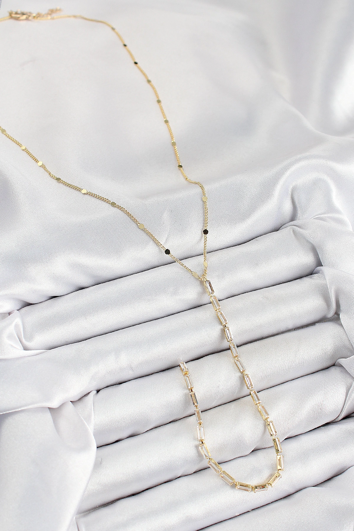 Pirinç Zirkon Taşlı Model Gold Renk Y Kolye-1