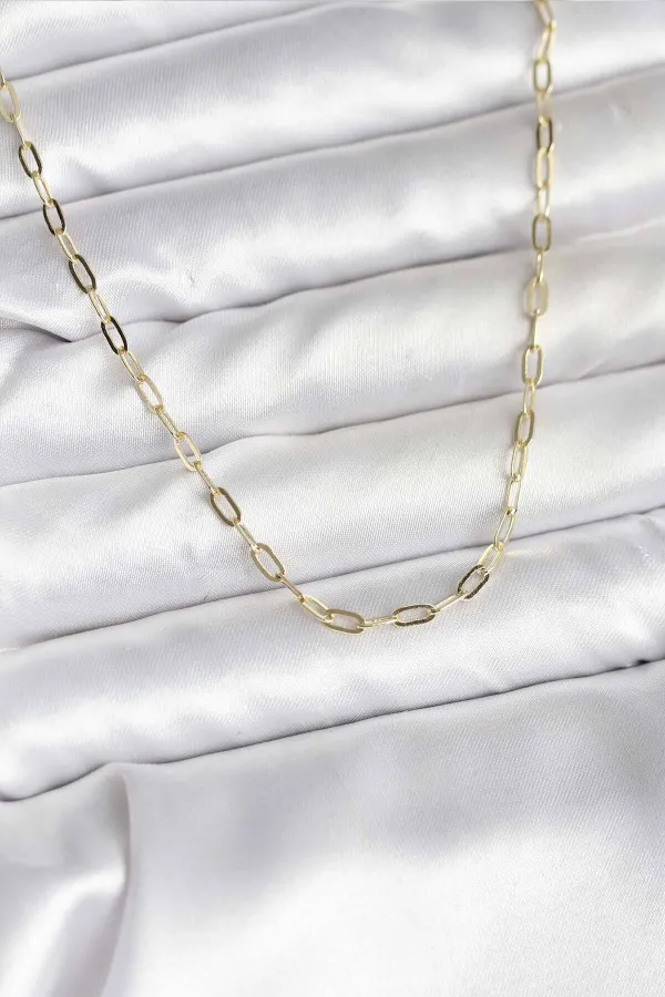 14K Gold Renk Kaplama Ataç Zincir Model CM Kadın Kolye