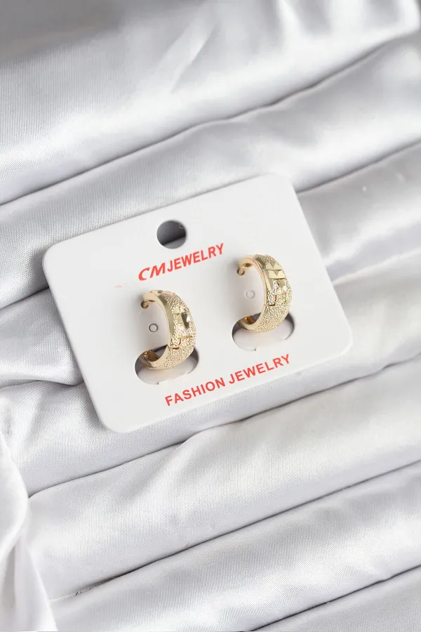 14K Gold Renk Kaplama Lazer Halka CM Kadın Küpe