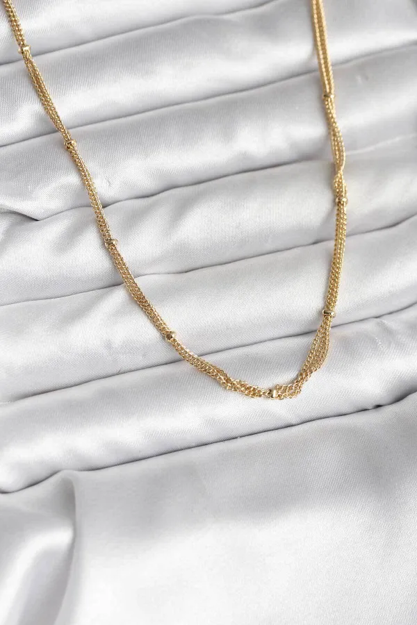 14K Gold Renk Kaplama Topçuk Zincirli Model CM Kadın Kolye