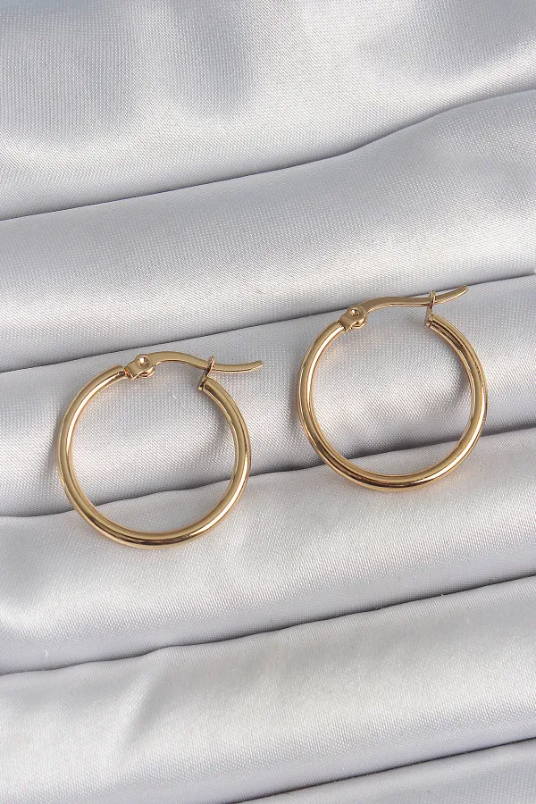 316 Çelik Gold Renk 22mm Kadın Halka Model Kadın Küpe