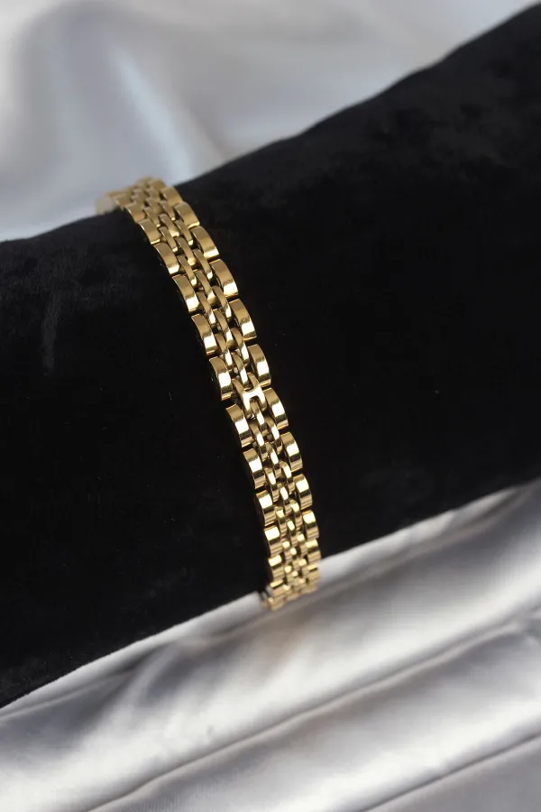 316L Çelik 7 mm Kalınlıkta Gold Renkli Erkek Bileklik