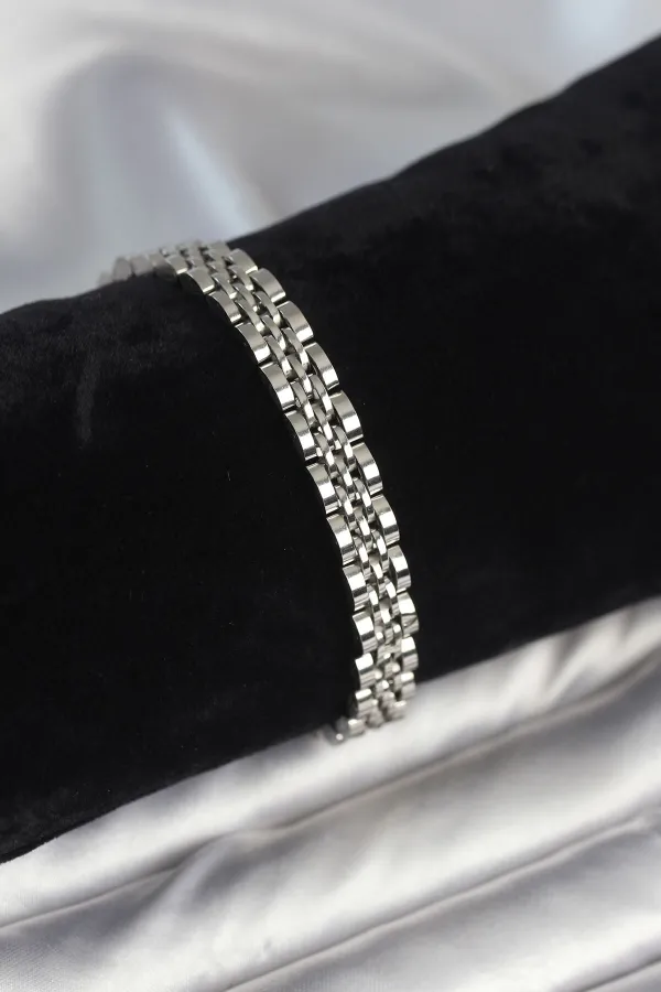 316L Çelik 7 mm Kalınlıkta Gümüş Renkli Erkek Bileklik