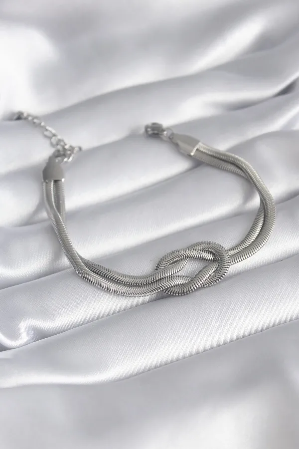 316L Çelik Çelik Gold Renk İtalyan Zincir Düğüm Model Kadın Bileklik