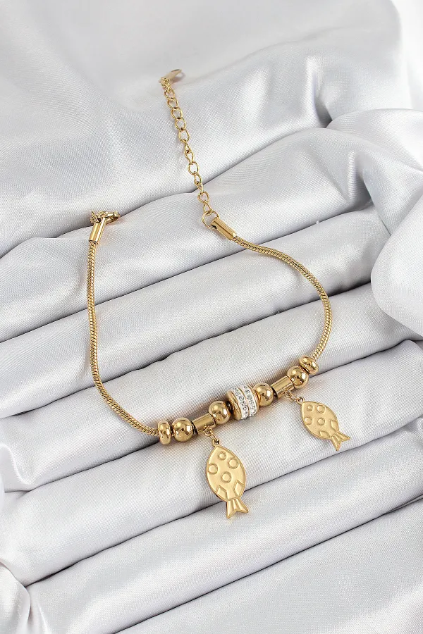 316L Çelik Gold Renk Balık Model Kadın Bileklik