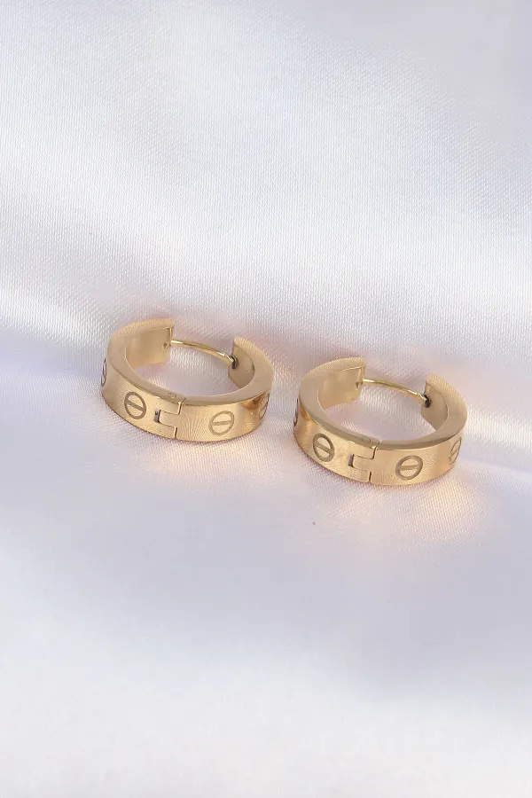 316L Çelik Gold Renk Model Halka Küpe