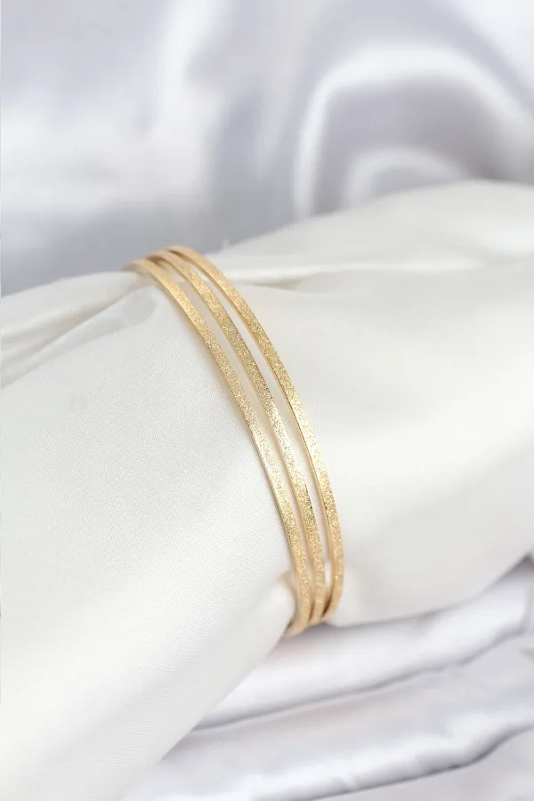 316L Çelik Gold Renk Simli Model Ajda 65 mm Kadın Bileklik