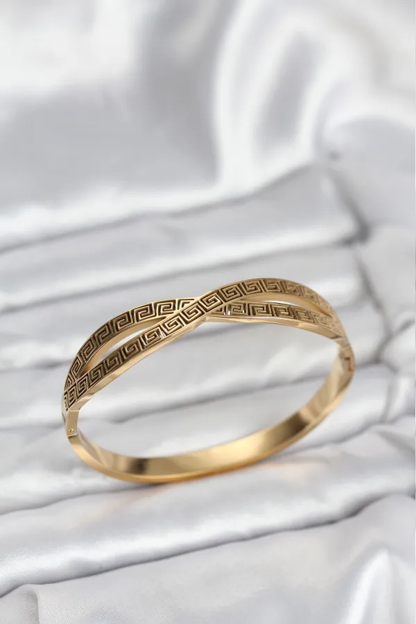 316L Çelik Gold Renk Vintage Kadın Kelepçe Bileklik