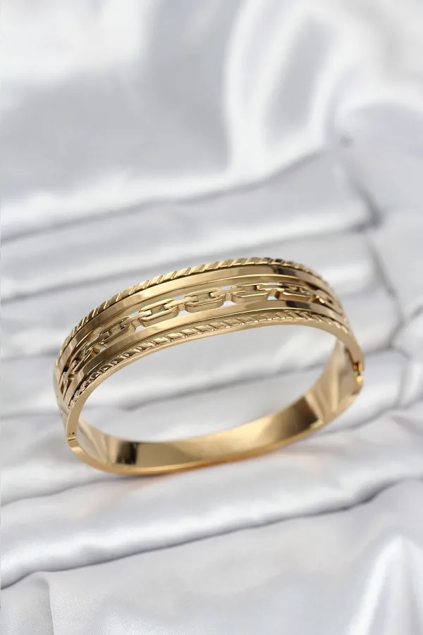 316L Çelik Gold Renk Vintage Model Kadın Kelepçe Bileklik