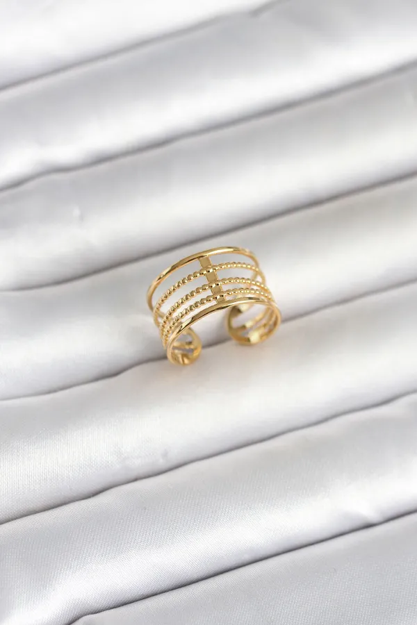 316L Çelik Gold Renk Vintage Model Kadın Yüzük