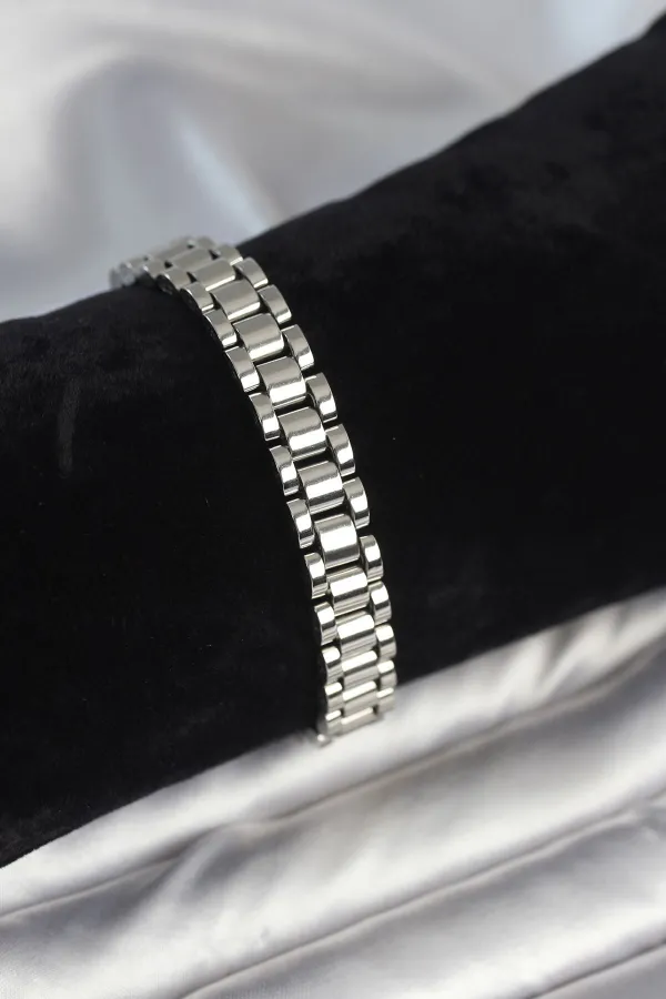 316L Çelik Gümüş Renk 9 mm Kalınlık Erkek Bileklik