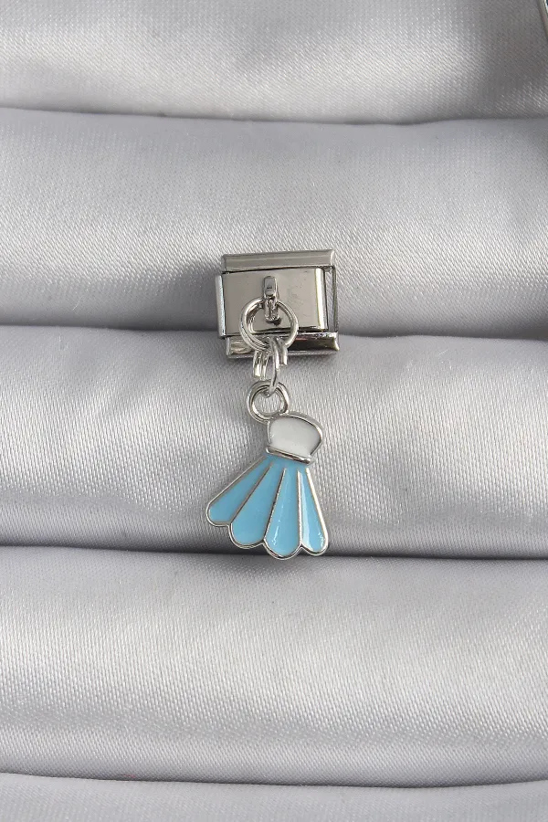 316L Çelik Gümüş Renk Mavi Renk Sallantı Elbise Model Nomination Charm