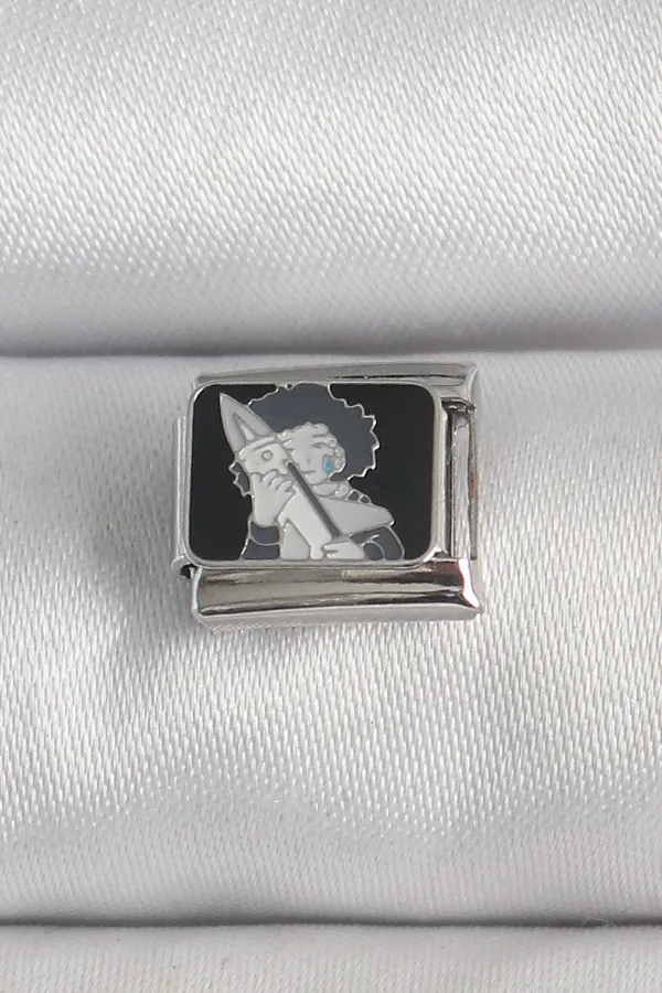 316L Çelik Gümüş Renk Siyah İşlemeli Portre Model Nomination Charm