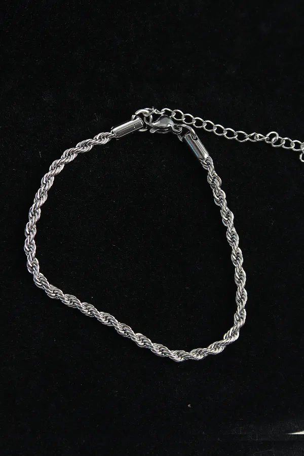 316L Çelik Halat Model Gümüş Renk Erkek Bileklik