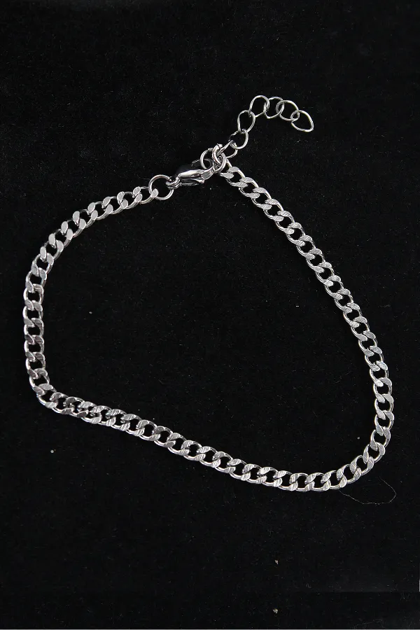 316L Çelik İnce Klasik Model Gümüş Renk Erkek Bileklik