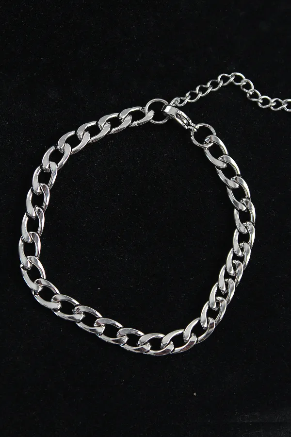 316L Çelik Kalın Klasik Model Gümüş Renk Erkek Bileklik