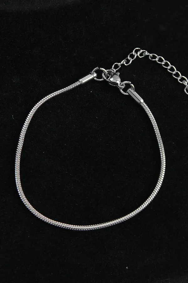 316L Çelik Oval İtalyan Model Gümüş Renk Erkek Bileklik