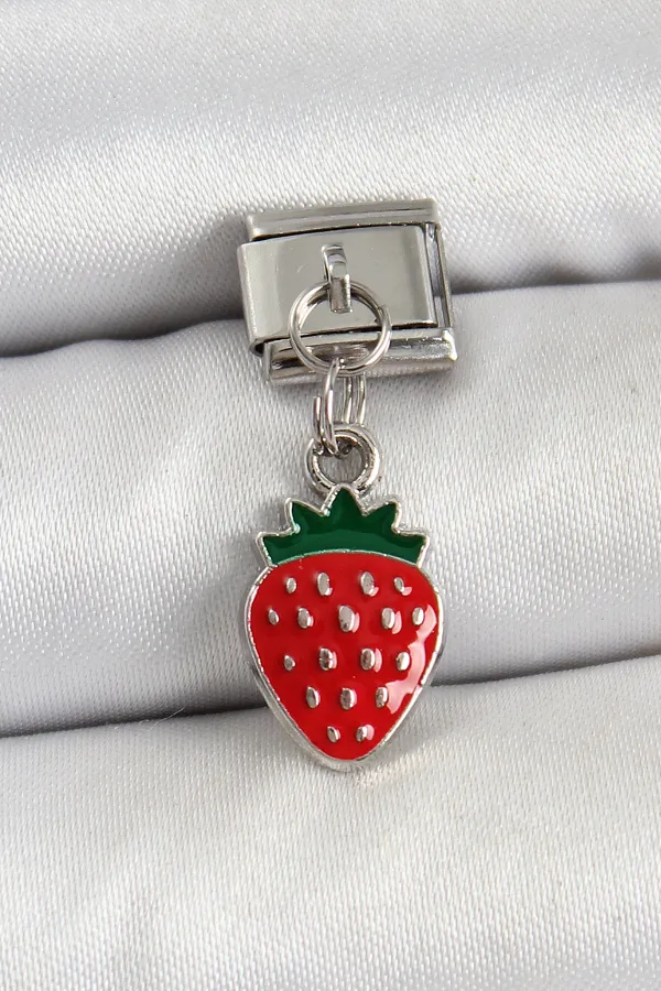 316L Çelik Sallantılı Çilek Model Gümüş Renk Nomination Charm