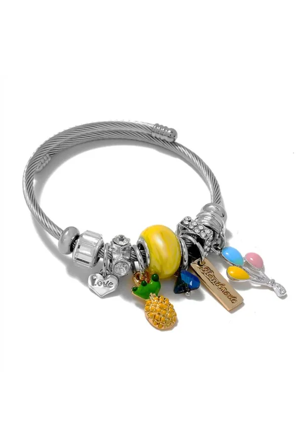 Ananas Charm Bileklik Çelik Silver | 316l Çelik - Kararmaz | Hediye Kadın