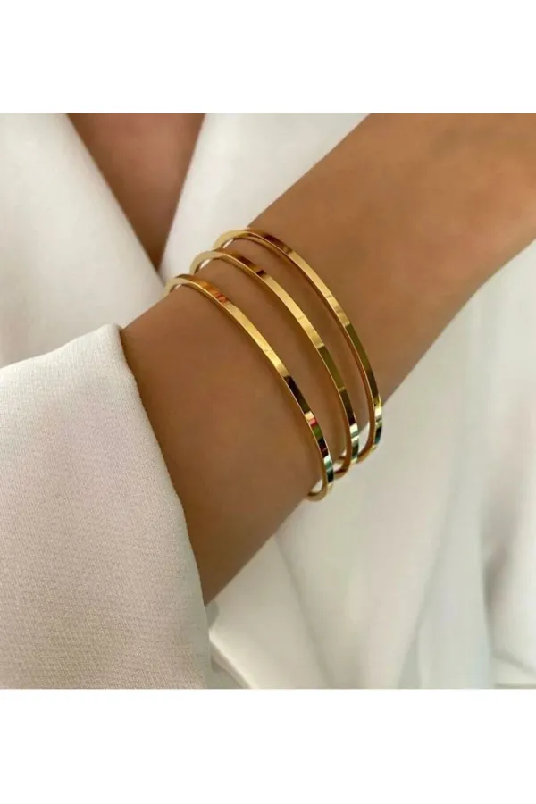 Çelik Ajda Bileklik Gold 6.5 Boy (3'LÜ SATILMAKTADIR) | 316l Çelik - Kararmaz | Hediye Kadın