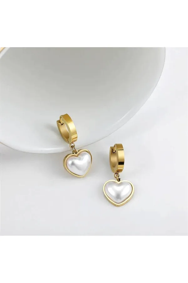 Çelik Venedik Kalp Küpe Gold | 316l Çelik - Kararmaz | Hediye Kadın