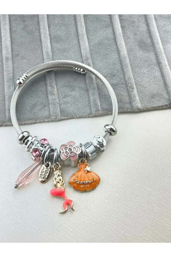 Deniz Kabuğu Charm Bileklik Çelik Silver | 316l Çelik - Kararmaz | Hediye Kadın