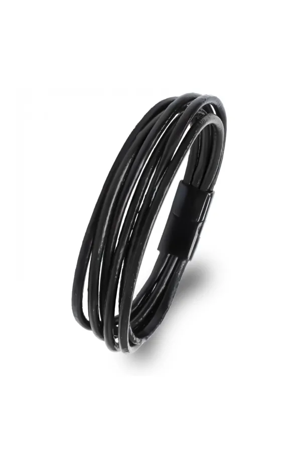 Erkek Bileklik | Siyah Çoklu Katmanlı Tasarım