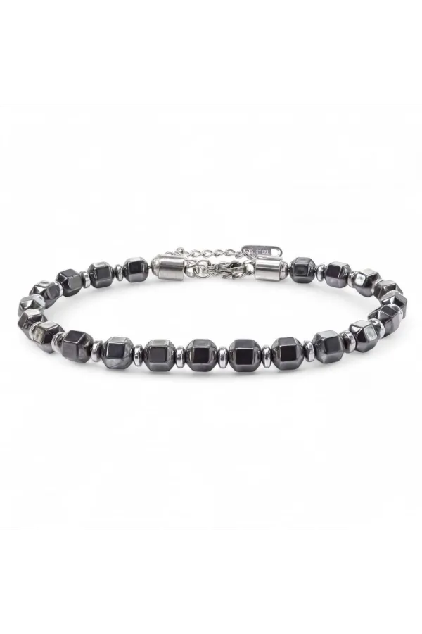 Esmas Kesim Hematit Ayaranabilir Çelik Zincir Bileklik | Yeni Yıl Hediyesi | Yılbaşı Hediyesi