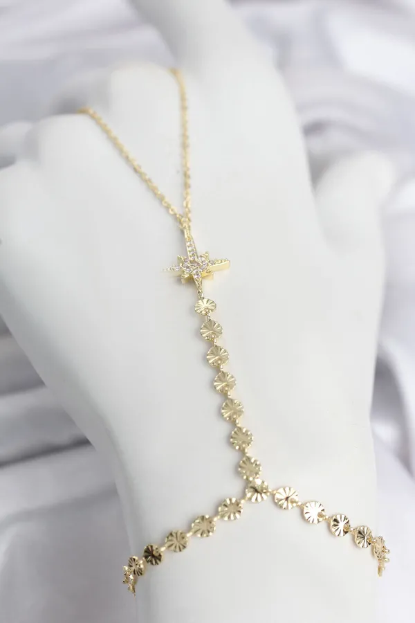Gold Renk Pirinç Kutup Yıldızı Zirkon Taşlı Şahmeran