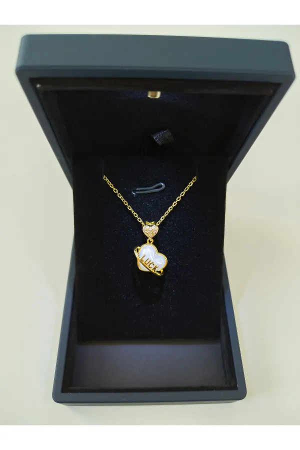 Işıklı Kutuda | Kalpli Şans Kolye | 316l Çelik - Kararmaz | Hediye Kadın