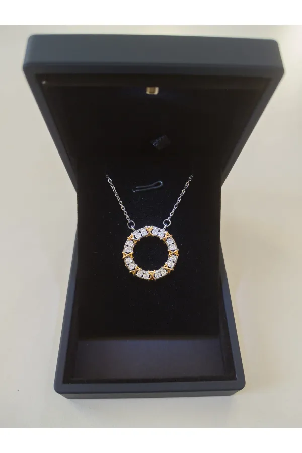 Işıklı Premium Kutuda | Taşlı Gold Detaylı Zarif Xox Kolye | 316l Çelik - Kararmaz | Hediye Kadın