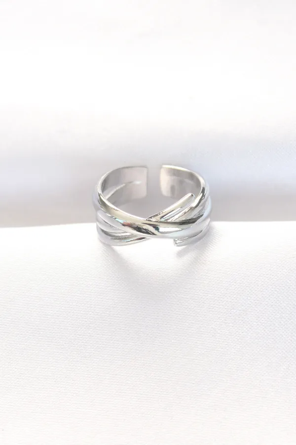 Kalın Silver Renk Ayarlanabilir Yüzük