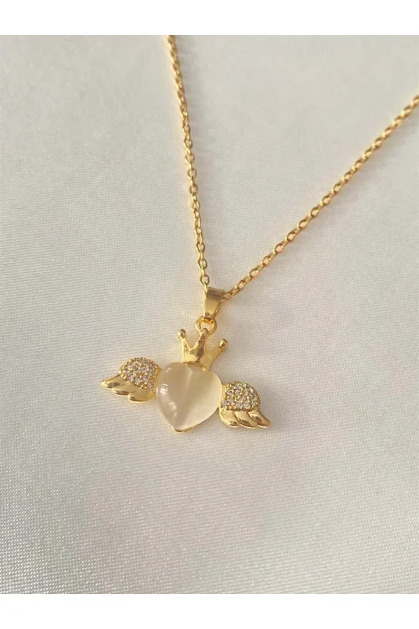 Kanatlı Kalp Kolye | 316l Çelik - Kararmaz | Hediye Kadın