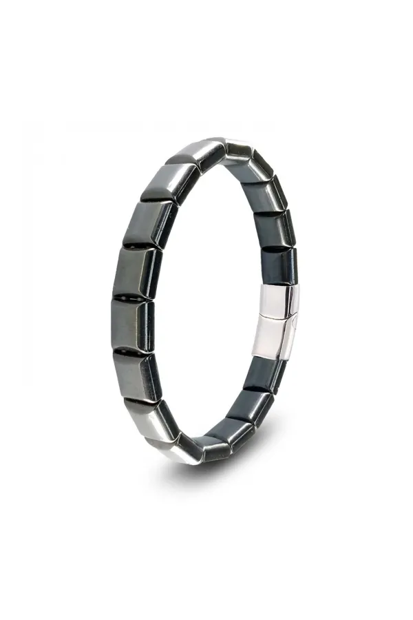 Kare Hematit Doğaltaşlı Çelik Halat Ve Klips Bileklik | Yeni Yıl Hediyesi | Yılbaşı Hediyesi