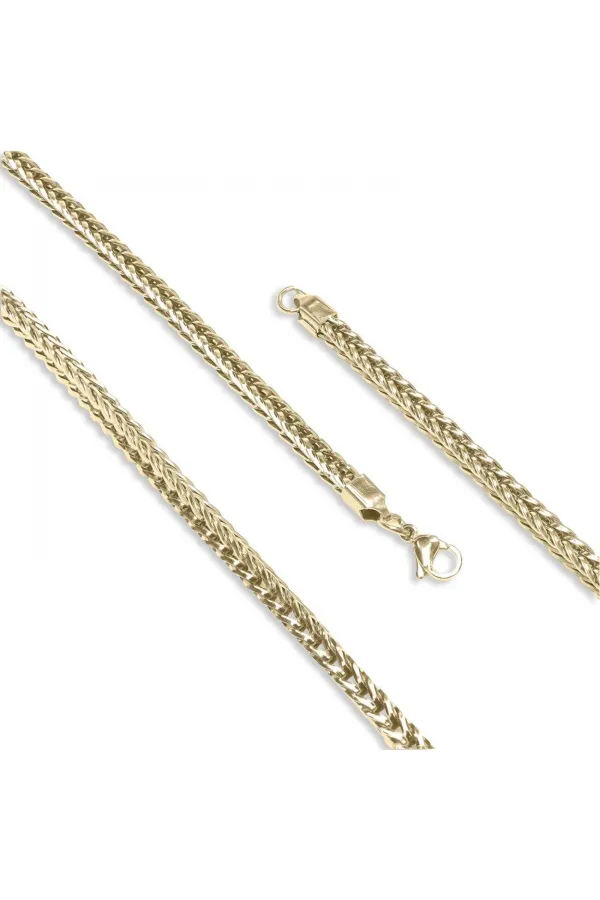 Köşeli Kral Bakla Örgülü Çelik Kolye 4Mm