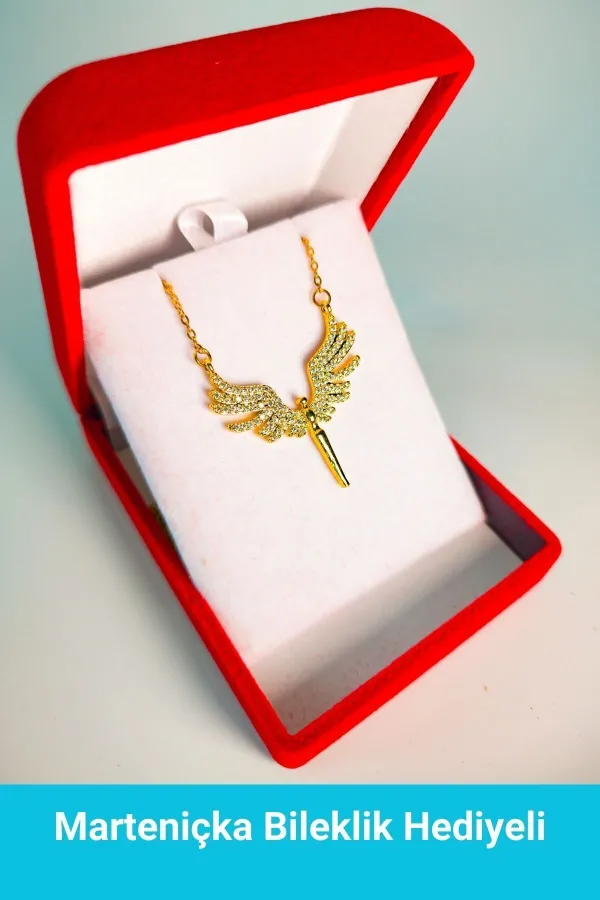 Lüx Kadife Kutuda Mikail Melek Kolye | 316l Çelik - Kararmaz | Hediye Kadın