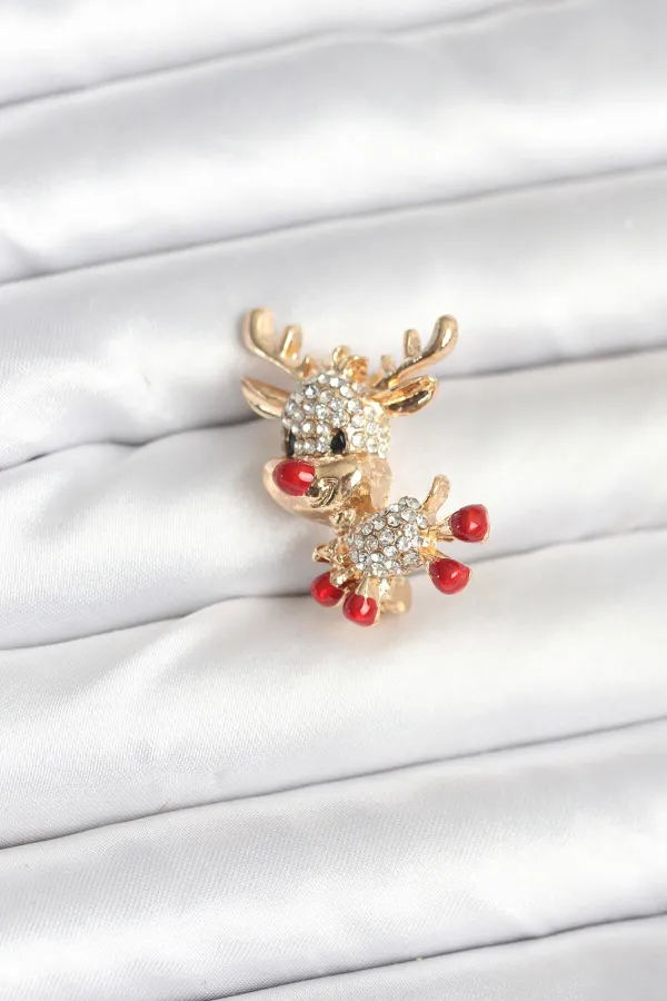 Noel Geyiği Model Yılbaşı Temalı Broş