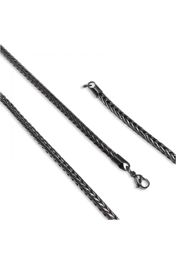 Oval Kral Bakla Örgülü Çelik Kolye 4Mm