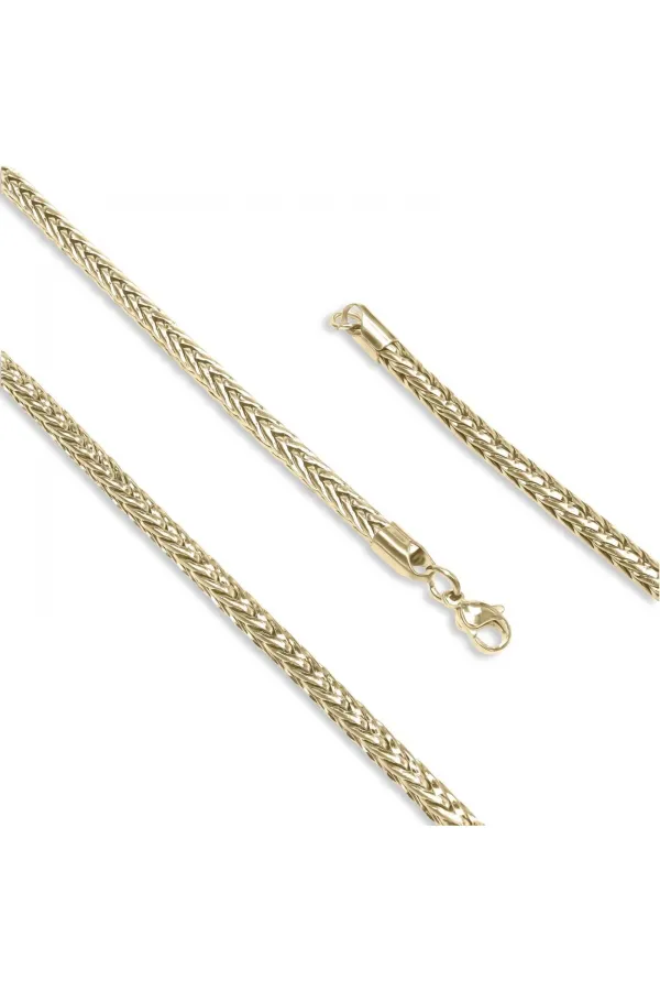 Oval Kral Bakla Örgülü Çelik Kolye 4Mm