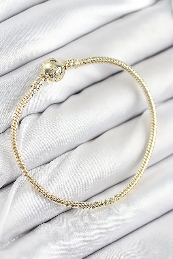 Pirinç Charm Topcuk Model Gold Renk Kadın Bileklik
