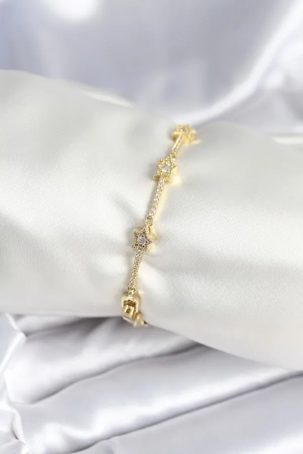 Pirinç Gold Renk Halley Yıldız Model Kadın Bileklik