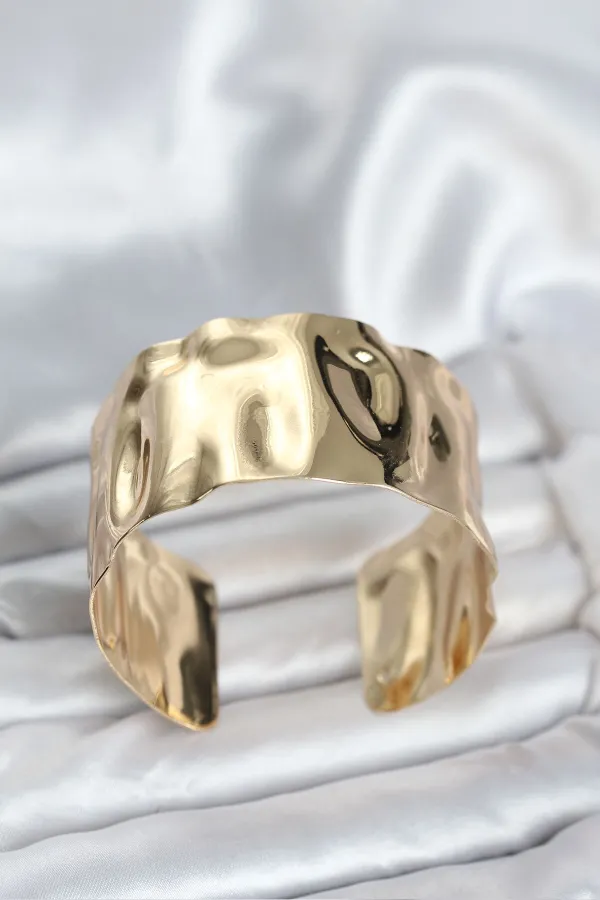 Pirinç Gold Renk Levha Model Kadın Bileklik