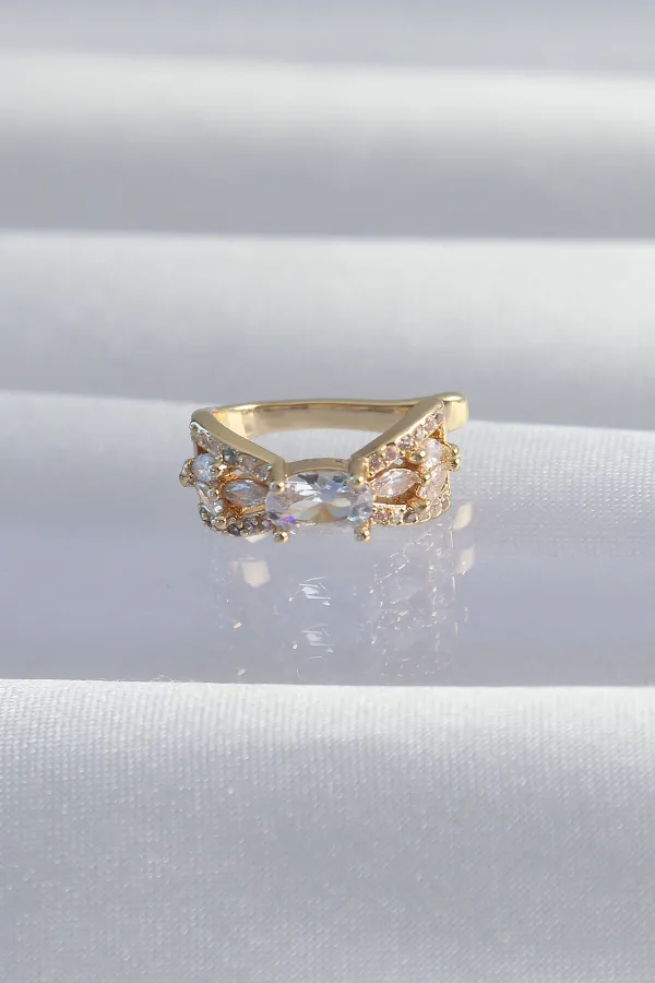 Pirinç Gold Renk Zirkon Taş Kaplama Earcuff Küpe