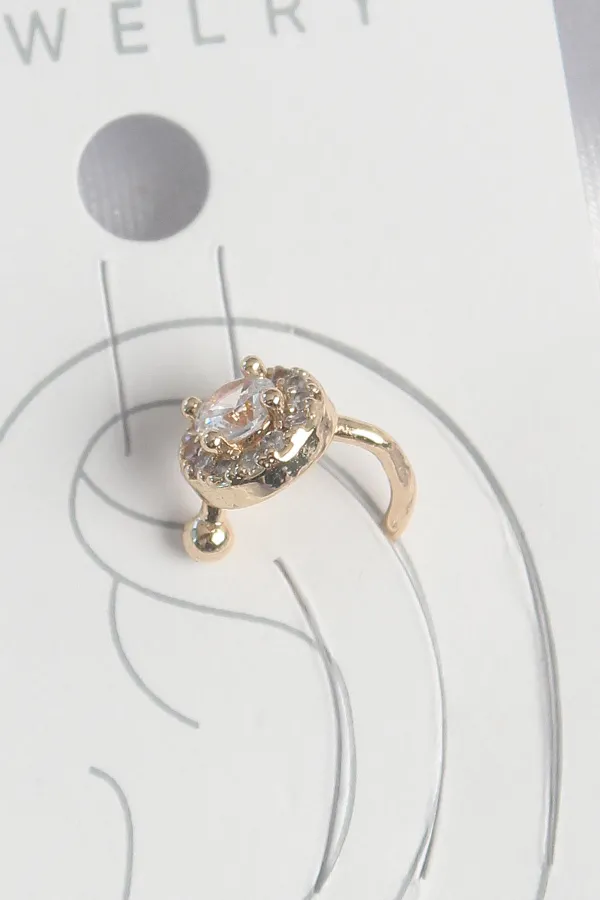 Pirinç Gold Renk Zirkon Taşlı Kadın Kıkırdak Küpe